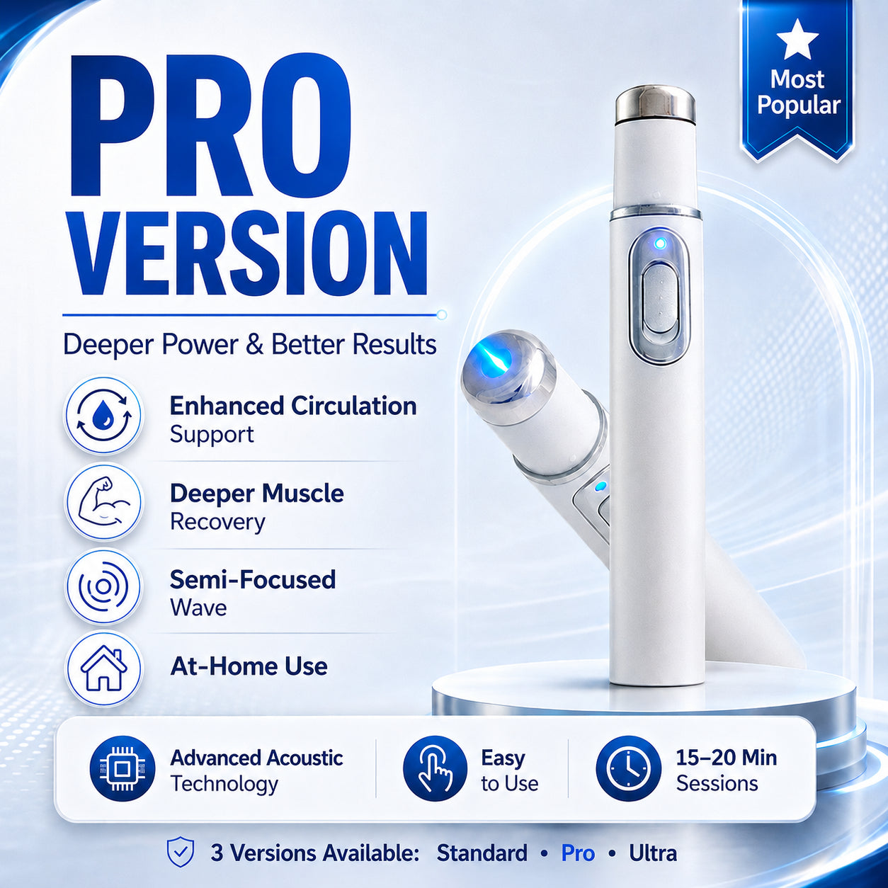 Advanced Acoustic Shockwave Therapy restores penile tissue health to enhance rise rigidity, stamina, and male performance confidence, relieving muscle pain, joint stiffness, tendon discomfort