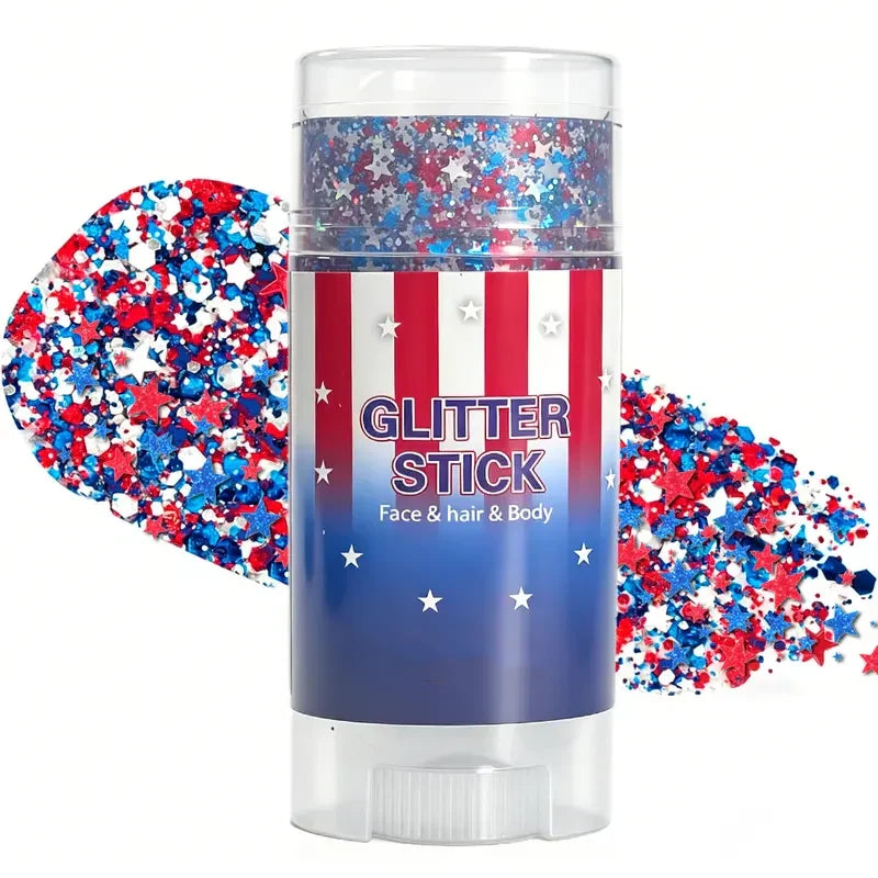 🦅4th of July Glitter Stick✨Red, White & Blue Body & Hair Sparkle.