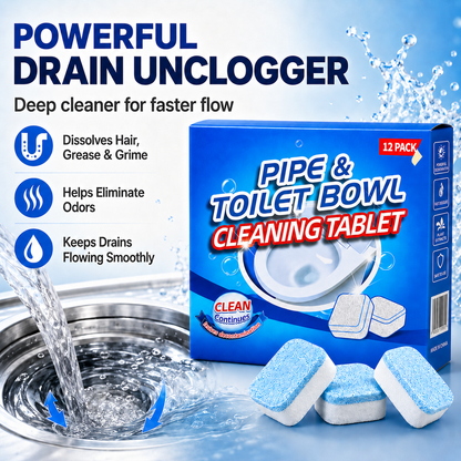 💥Drain Cleaning Tablets 12 Pack For Sinks, Showers & Washing Machines