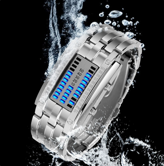 ⌚ LIMITED-TIME 50% OFF! ✨ Binary LED Watch – Stainless Steel, Blue Light, Sporty, Water-Resistant, Modern ⚡