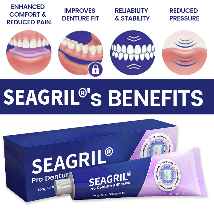 🔥 LIMITED SPECIAL OFFER 🔥 SEAGRIL® Pro Denture Adhesive🦷💜FDA Certified (Clinically Proven 96-   Hour Lock Hold for   Secure, Comfortable &   Zinc-Free Denture Fit)