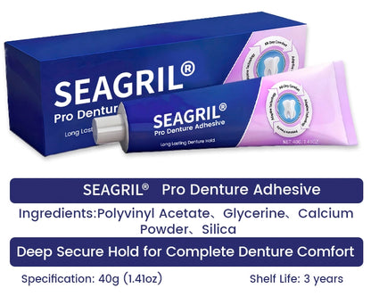 🔥 LIMITED SPECIAL OFFER 🔥 SEAGRIL® Pro Denture Adhesive🦷💜FDA Certified (Clinically Proven 96-   Hour Lock Hold for   Secure, Comfortable &   Zinc-Free Denture Fit)