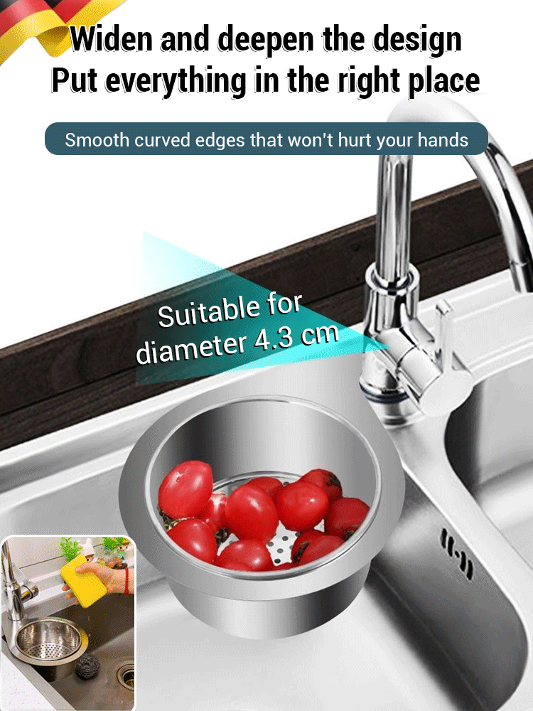 SEAGRIL® stainless steel drain basket for kitchen sink