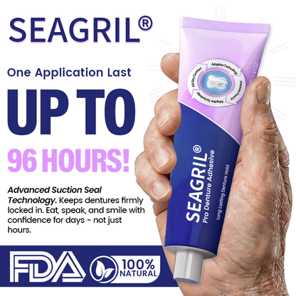 🔥 LIMITED SPECIAL OFFER 🔥 SEAGRIL® Pro Denture Adhesive🦷💜FDA Certified (Clinically Proven 96-   Hour Lock Hold for   Secure, Comfortable &   Zinc-Free Denture Fit)