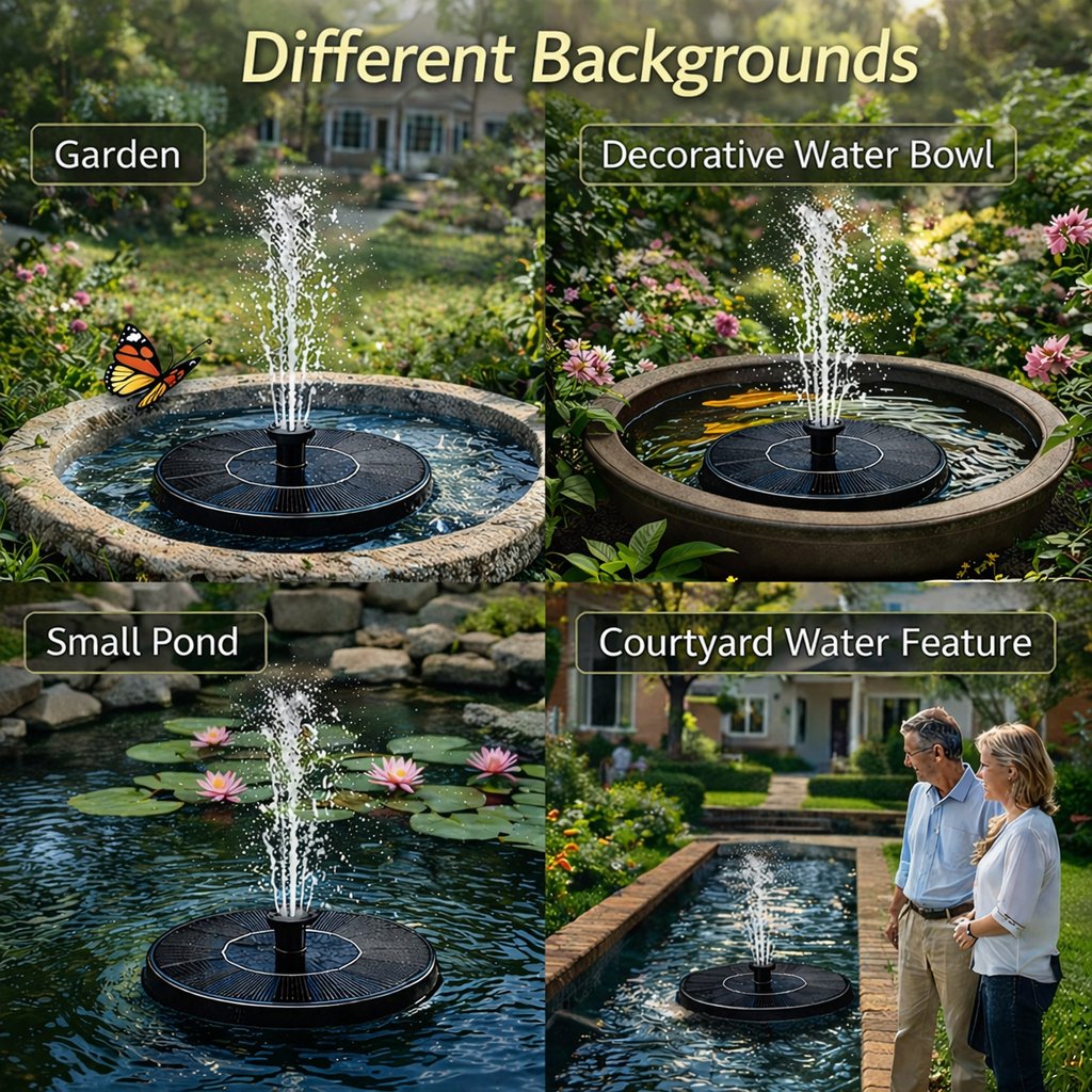 Ends Today: 50% OFF!  Solar‐Powered Birdbath Fountain – 1W Pump with Adjustable Spray & Retainer
