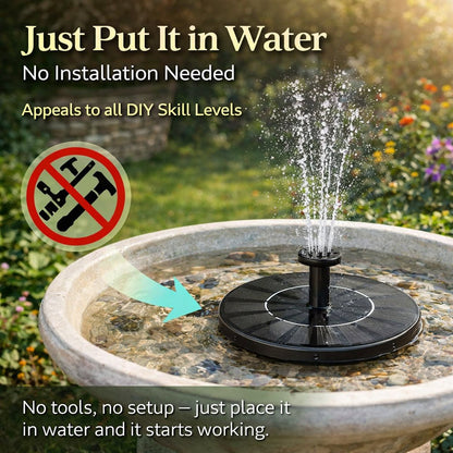 Ends Today: 50% OFF!  Solar‐Powered Birdbath Fountain – 1W Pump with Adjustable Spray & Retainer