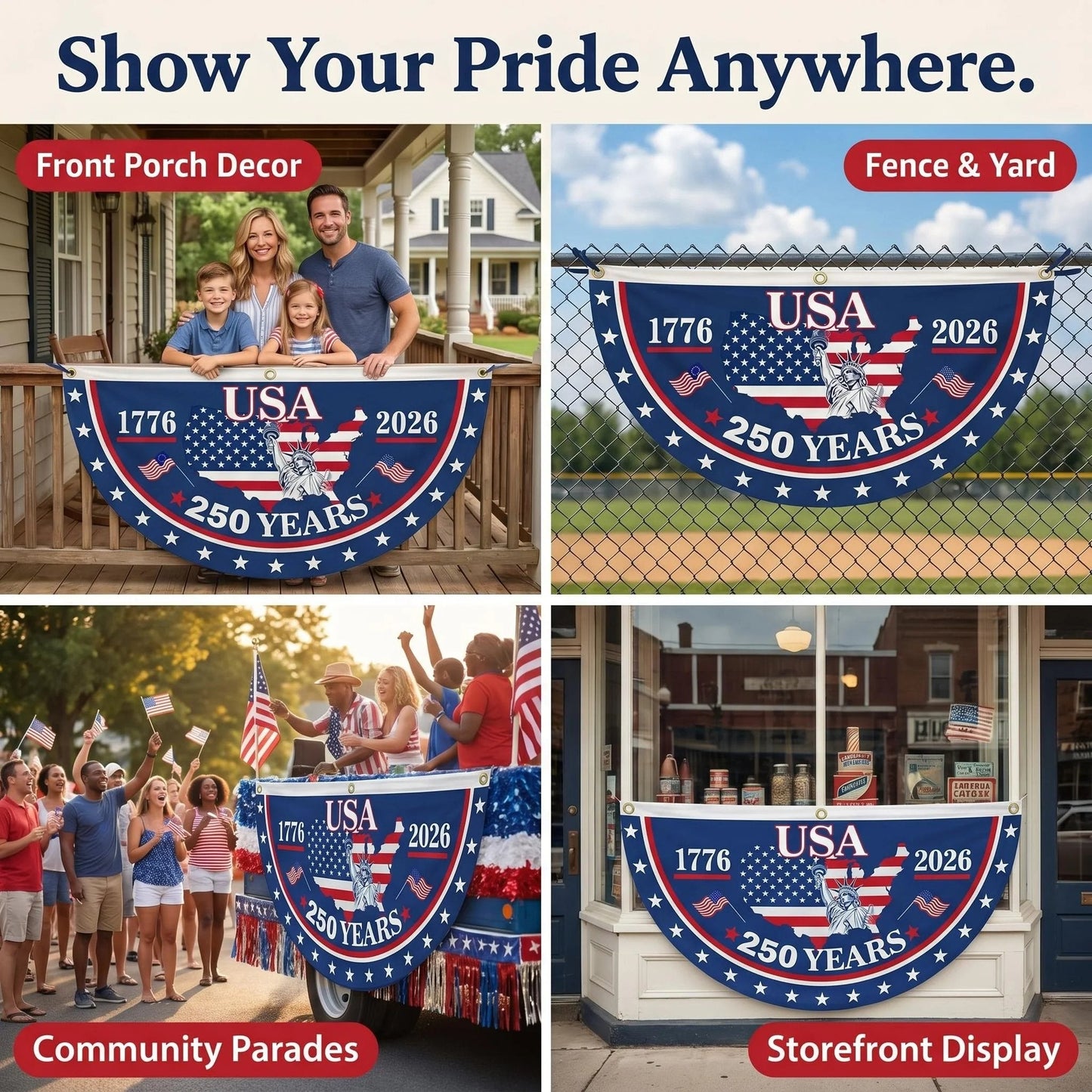 🗽USA 100% Veteran Owned / Handcrafted in USA-250th Anniversary Banners