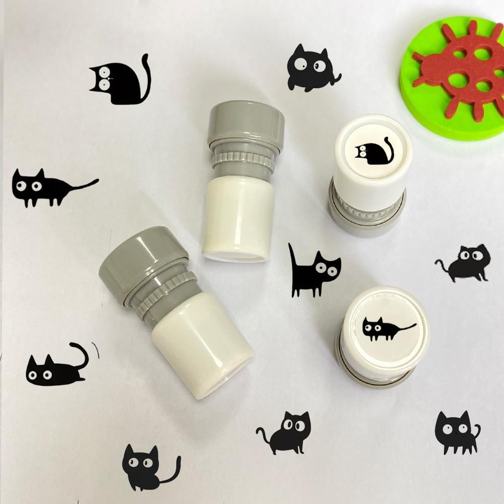 Cat Pattern Stamp,4  Counts/set Round Self-inking Stamp