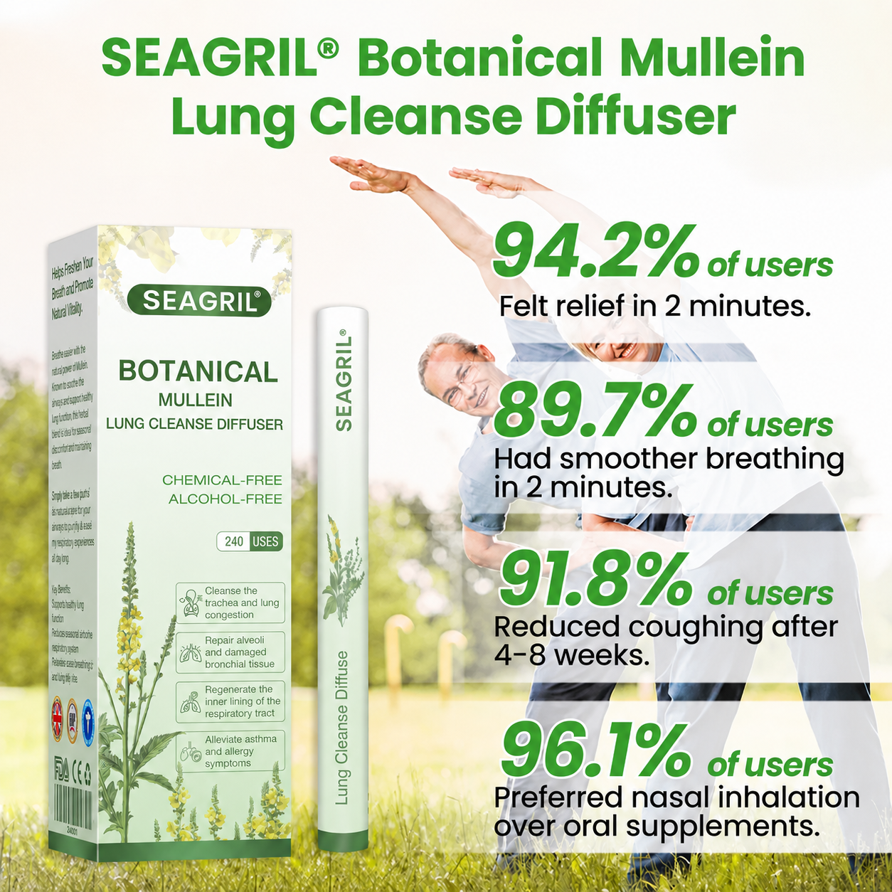 ❣️✅UK Owned and Operated|SEAGRIL® Botanical Mullein Lung Cleanse Diffuser (💝 Cough, wheezing, shortness of breath, sputum, stuffy nose, bronchitis, bronchitis, allergy symptoms, lung discomfort💝)