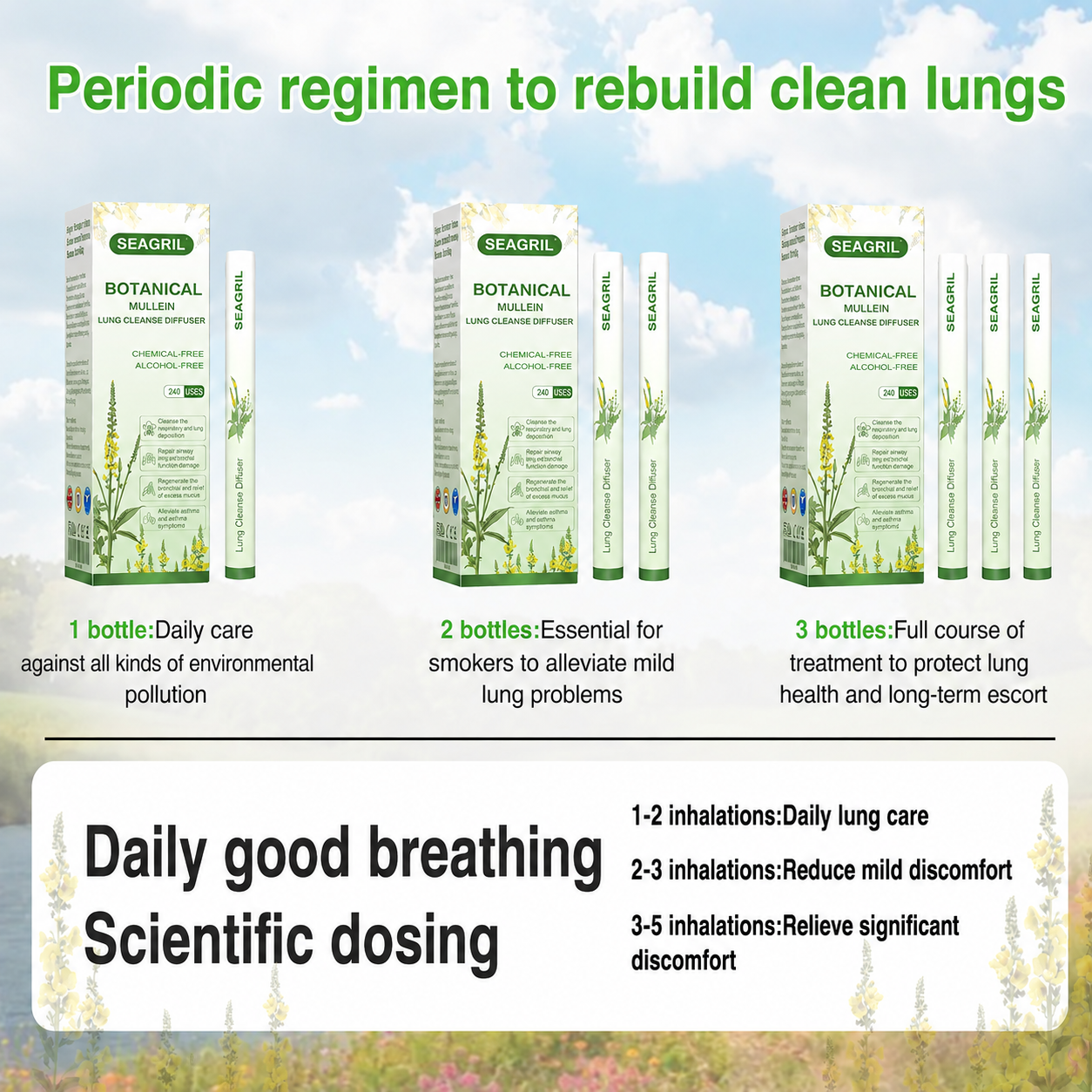 ❣️✅UK Owned and Operated|SEAGRIL® Botanical Mullein Lung Cleanse Diffuser (💝 Cough, wheezing, shortness of breath, sputum, stuffy nose, bronchitis, bronchitis, allergy symptoms, lung discomfort💝)