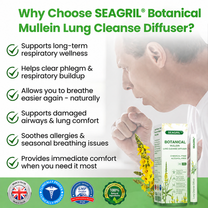 ❣️✅UK Owned and Operated|SEAGRIL® Botanical Mullein Lung Cleanse Diffuser (💝 Cough, wheezing, shortness of breath, sputum, stuffy nose, bronchitis, bronchitis, allergy symptoms, lung discomfort💝)