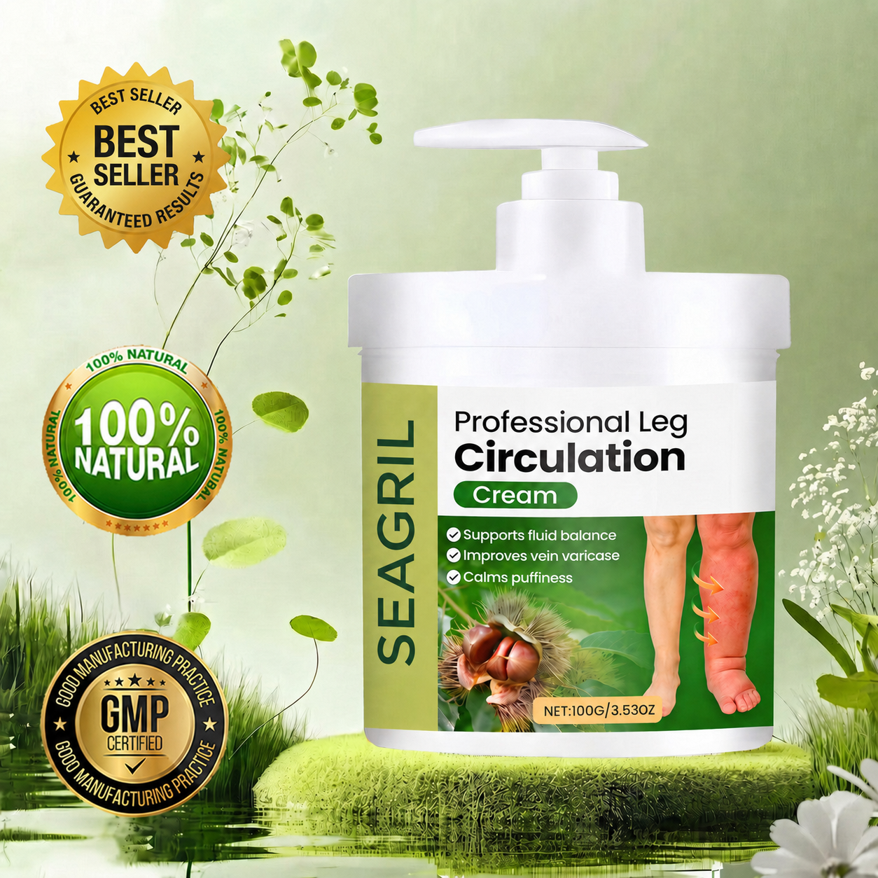 ✨SEAGRIL™ Professional Leg Circulation Cream Advanced Botanical Formula for Light Comfortable Legs🦵