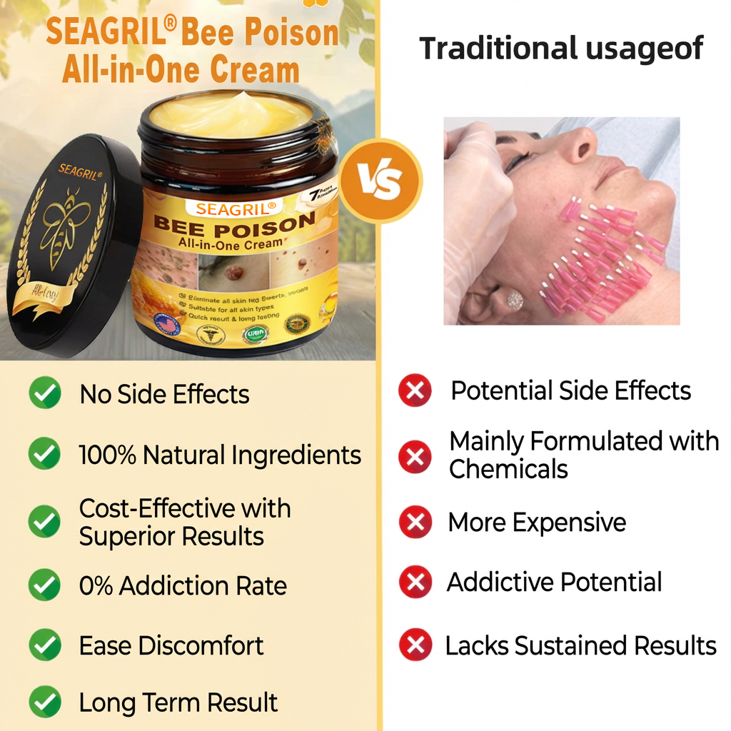 SEAGRIL®  𝐁𝐞𝐞 𝐏𝐨𝐢𝐬𝐨𝐧 𝐀𝐥𝐥-𝐢𝐧-𝐎𝐧𝐞 𝐂𝐫𝐞𝐚𝐦–🌸 Anti-aging,Hydrating, Skin Repair, Even Tone, Acne and Dark Spot Treatment, Wart and Mole Removal, Psoriasis Relief