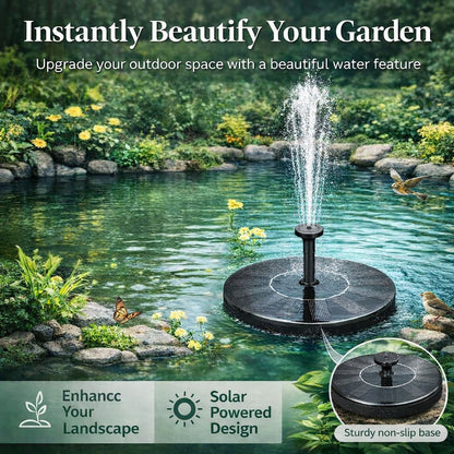 Ends Today: 50% OFF!  Solar‐Powered Birdbath Fountain – 1W Pump with Adjustable Spray & Retainer