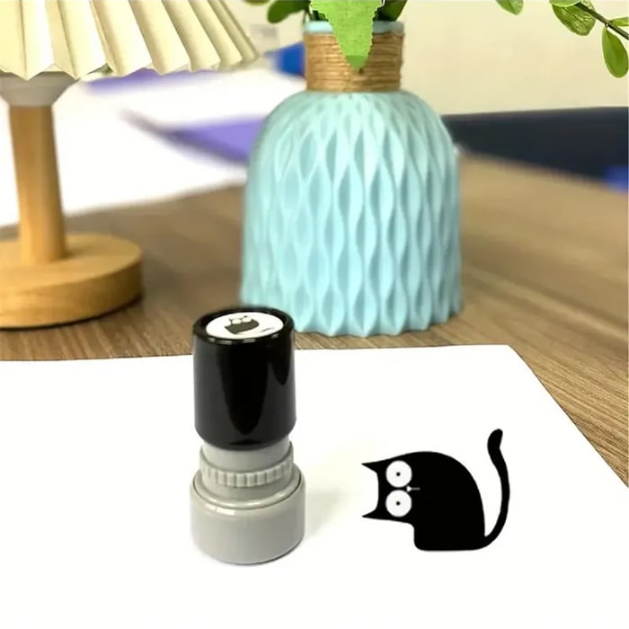 Cat Pattern Stamp,4  Counts/set Round Self-inking Stamp
