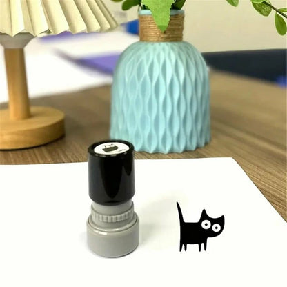 Cat Pattern Stamp,4  Counts/set Round Self-inking Stamp