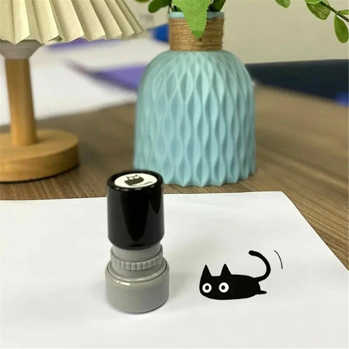 Cat Pattern Stamp,4  Counts/set Round Self-inking Stamp