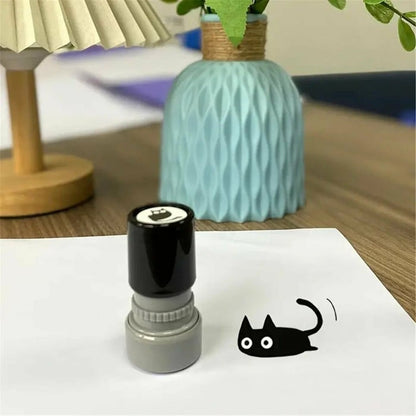 Cat Pattern Stamp,4  Counts/set Round Self-inking Stamp