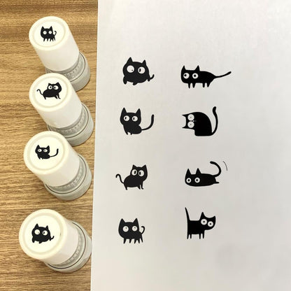 Cat Pattern Stamp,4  Counts/set Round Self-inking Stamp