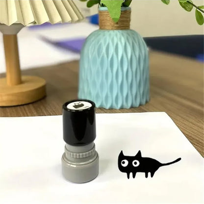 Cat Pattern Stamp,4  Counts/set Round Self-inking Stamp