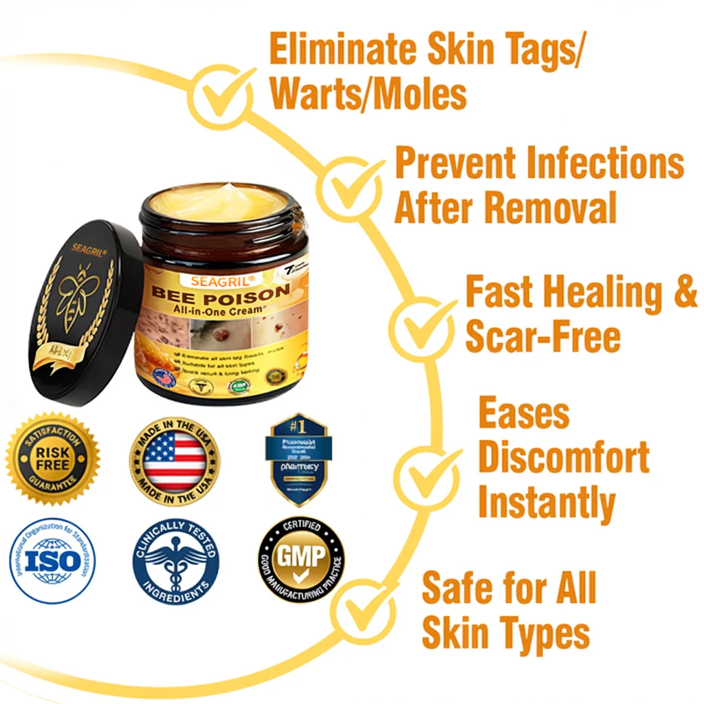 SEAGRIL®  𝐁𝐞𝐞 𝐏𝐨𝐢𝐬𝐨𝐧 𝐀𝐥𝐥-𝐢𝐧-𝐎𝐧𝐞 𝐂𝐫𝐞𝐚𝐦–🌸 Anti-aging,Hydrating, Skin Repair, Even Tone, Acne and Dark Spot Treatment, Wart and Mole Removal, Psoriasis Relief
