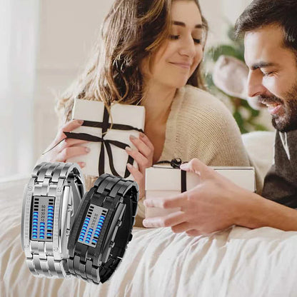 ⌚ LIMITED-TIME 50% OFF! ✨ Binary LED Watch – Stainless Steel, Blue Light, Sporty, Water-Resistant, Modern ⚡