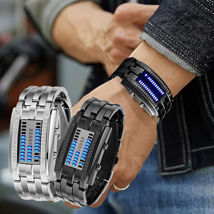 ⌚ LIMITED-TIME 50% OFF! ✨ Binary LED Watch – Stainless Steel, Blue Light, Sporty, Water-Resistant, Modern ⚡